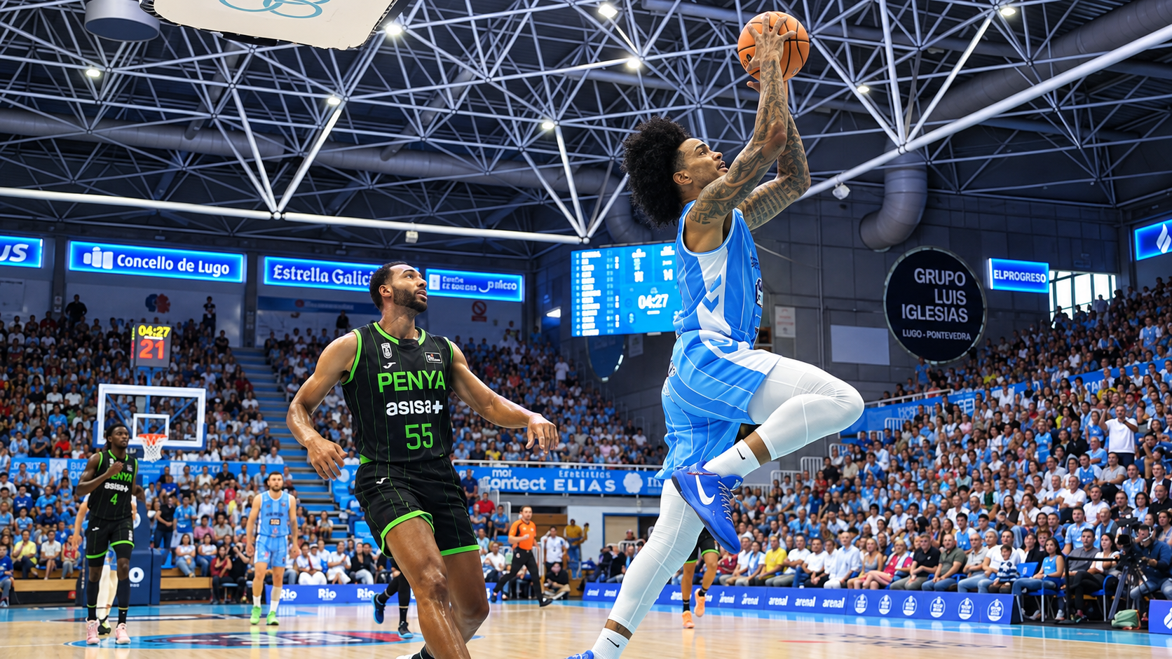 Andersson Garcia ataca durante la acción del encuentro de CB Bregan ante Joventut
